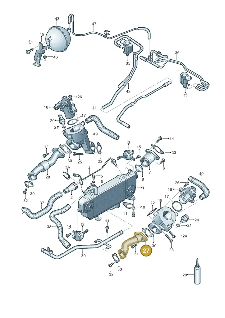 05A131519B — Audi Q7 qu. 3.0 TDI (2009-2015) diagram 493131200, position 27