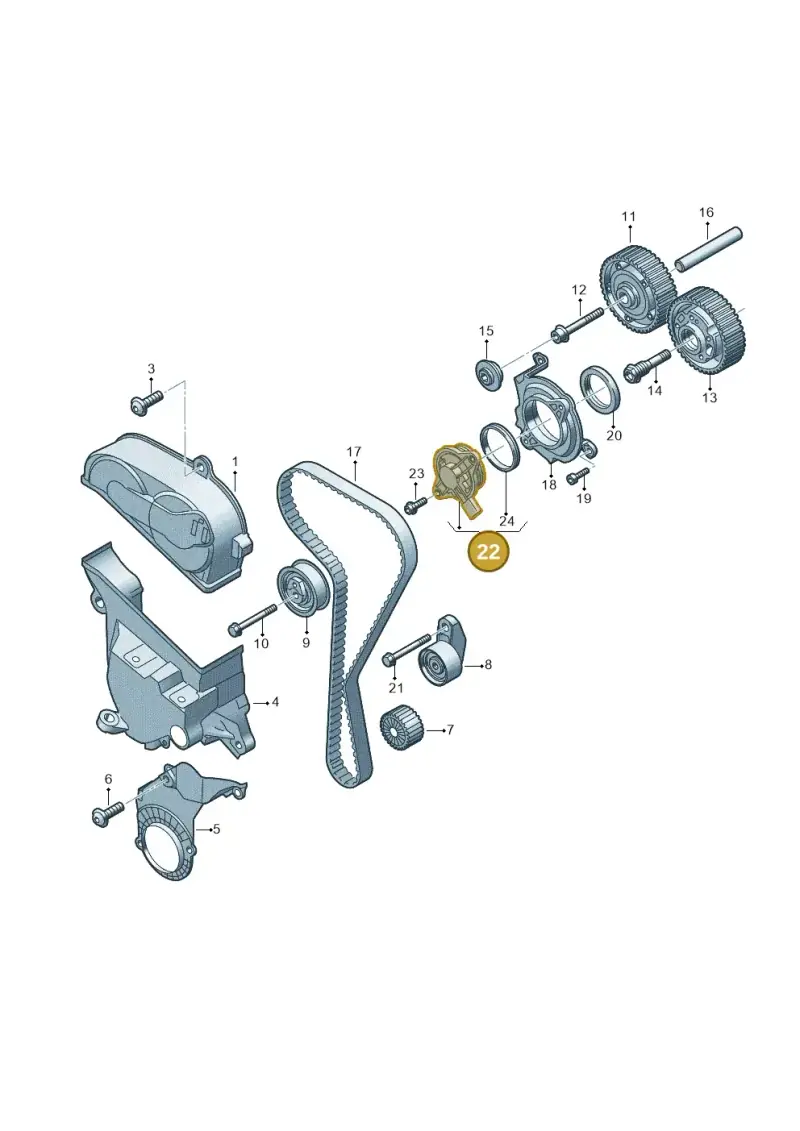 05C906423A — Audi A3 Sportback (2019-2021) diagram 596109031, position 22