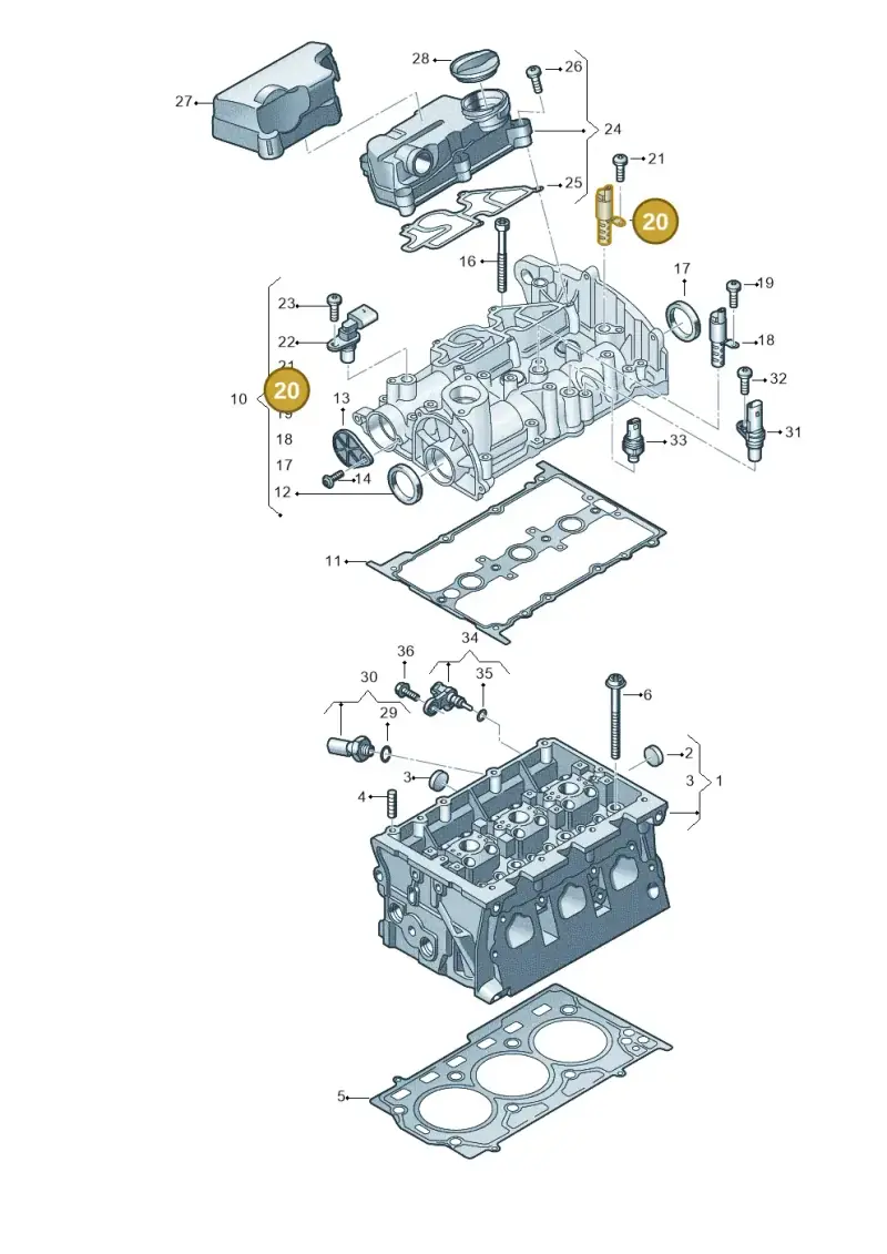 05C906455A — Audi A3 Sportback (2019-2021) diagram 596103023, position 20