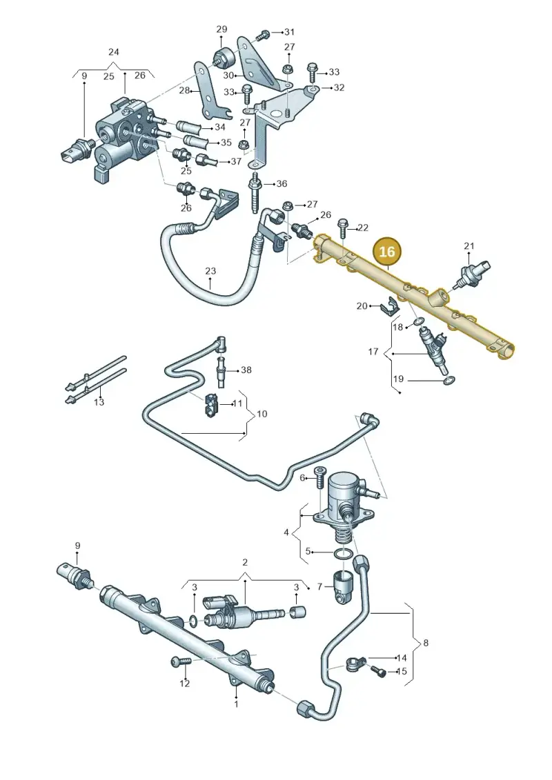 05E133317A — Audi A3 Sportback (2016-2020) diagram 827133132, position 16
