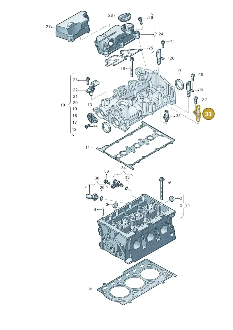 05E907601D — Audi A3 Sportback (2019-2021) diagram 596103023, position 31