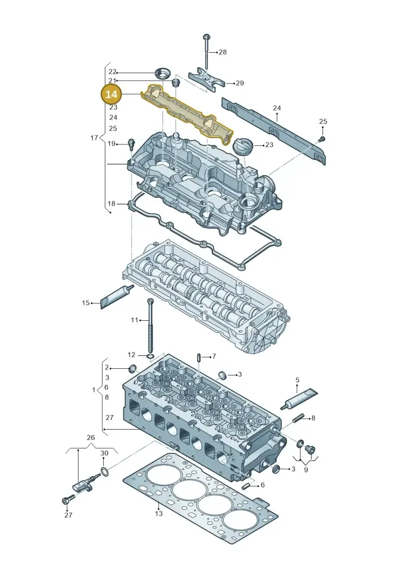 05L103198 — Audi A3 Sportback (2019-2021) diagram 596103611, position 14