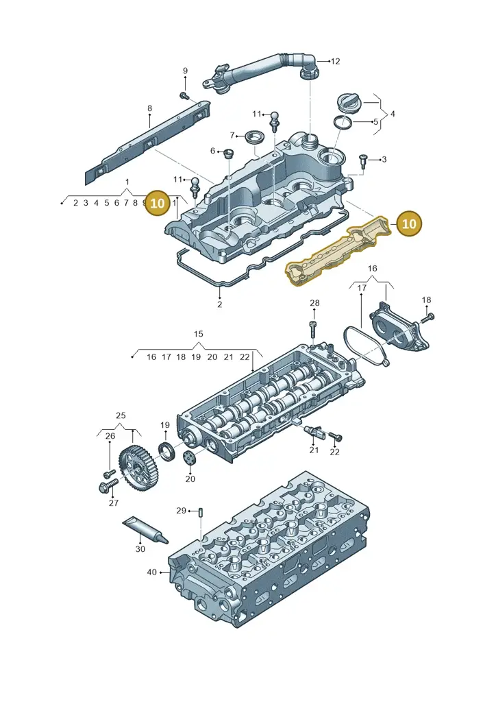 05L103198 — Audi A5 Limo 2.0 (2024-) diagram fys103700, position 10