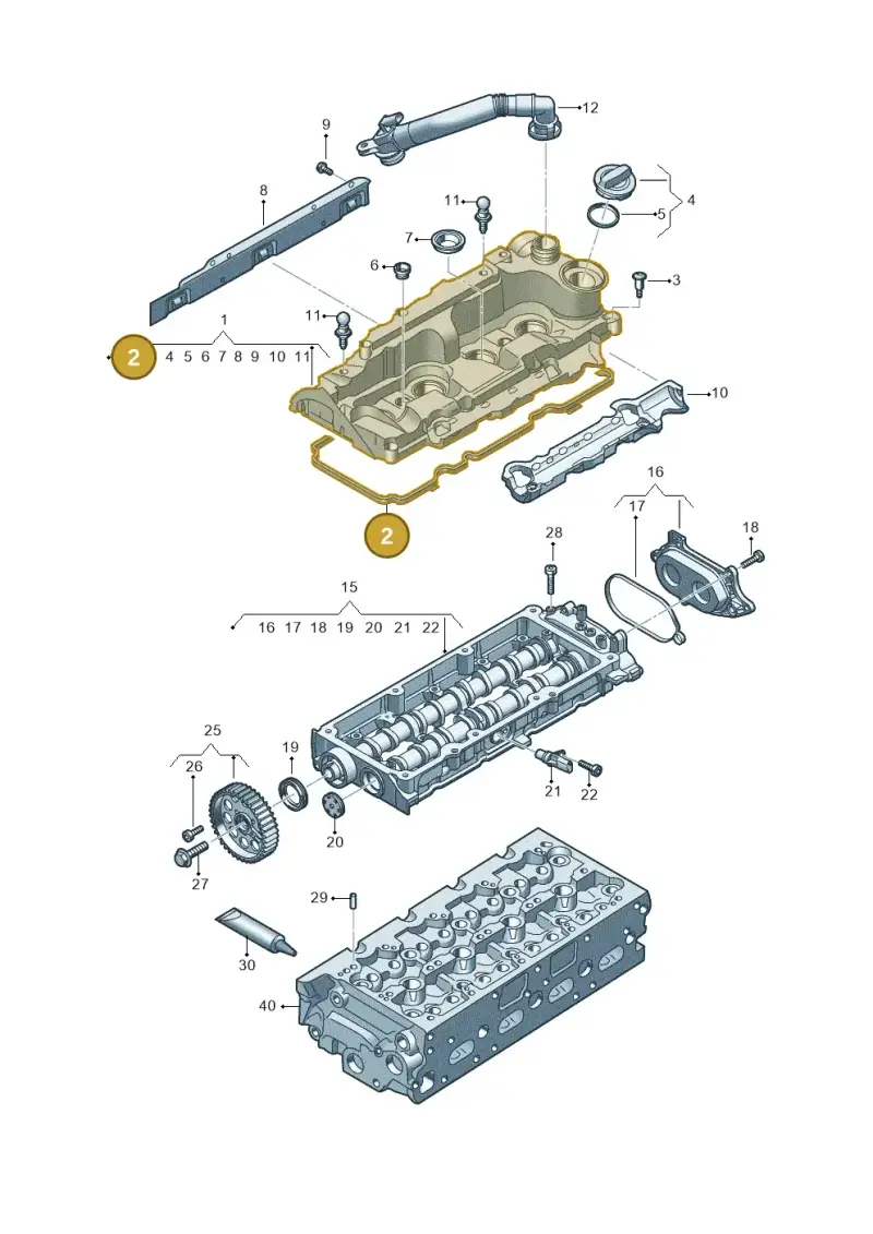 05L103483F — Audi A5 Limo 2.0 (2024-) diagram fys103700, position 2