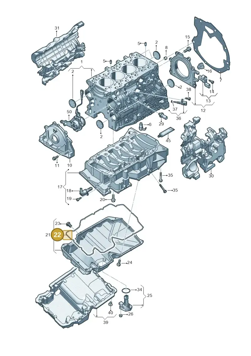 05L103609A — Audi A5 Limo 2.0 (2024-) diagram 8wh103550, position 22