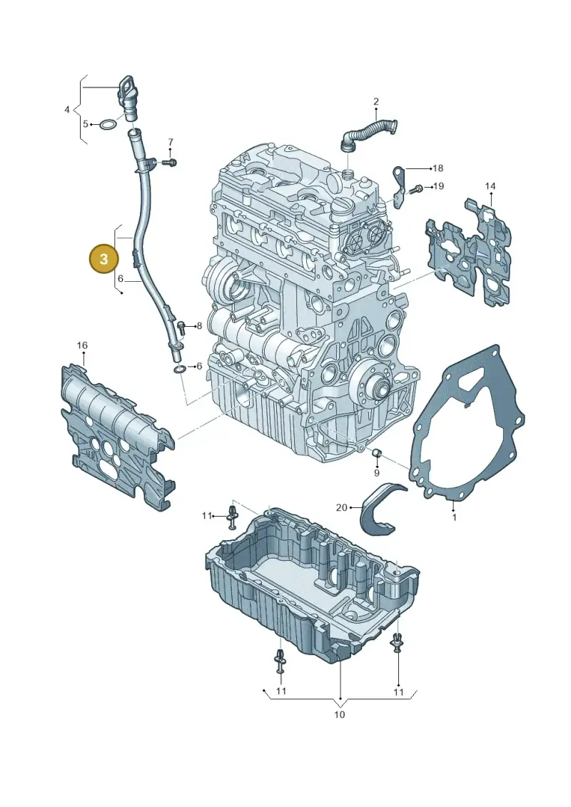 05L103634A — Audi A6 2.0 (2018-) diagram 430100090, position 3