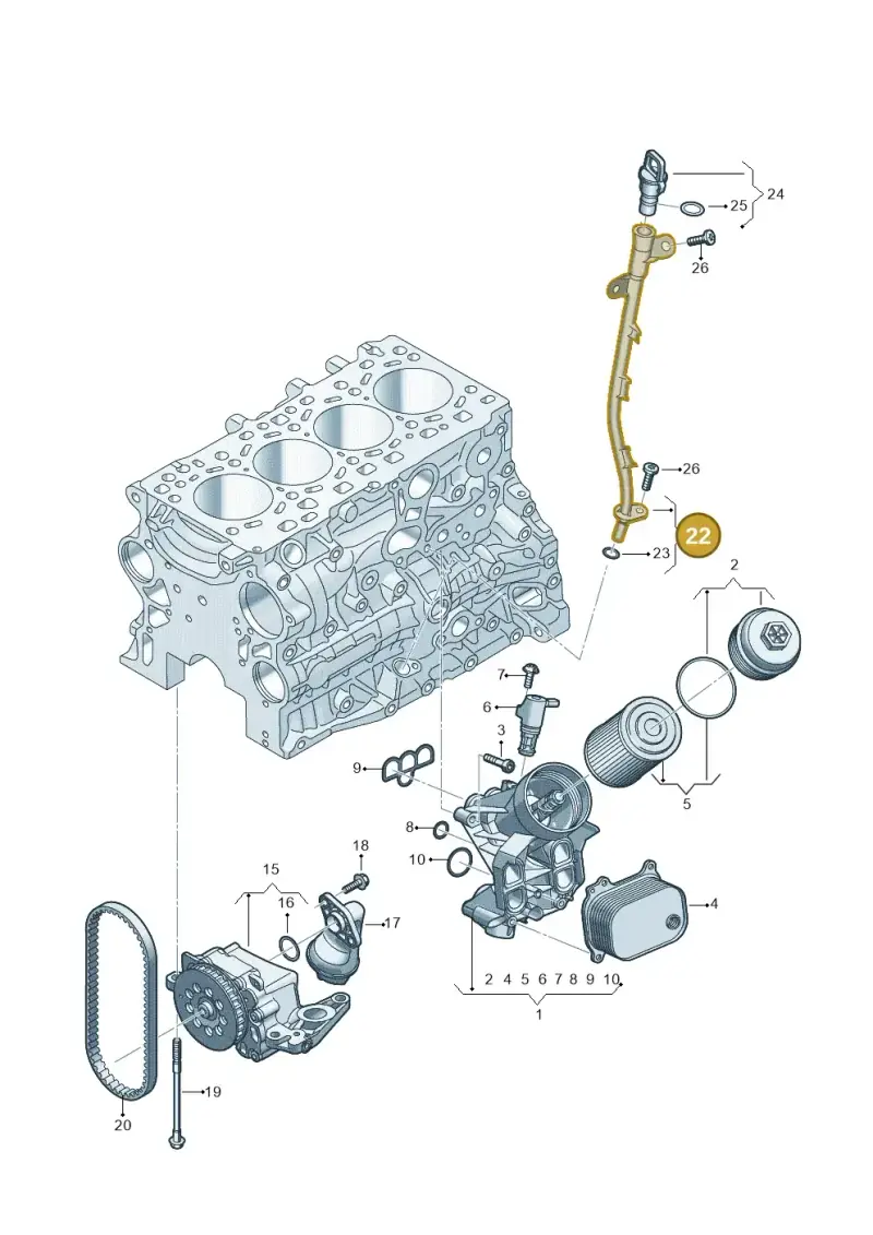 05L103634A — Audi A5 Avant 2.0 (2024-) diagram 8wh115500, position 22