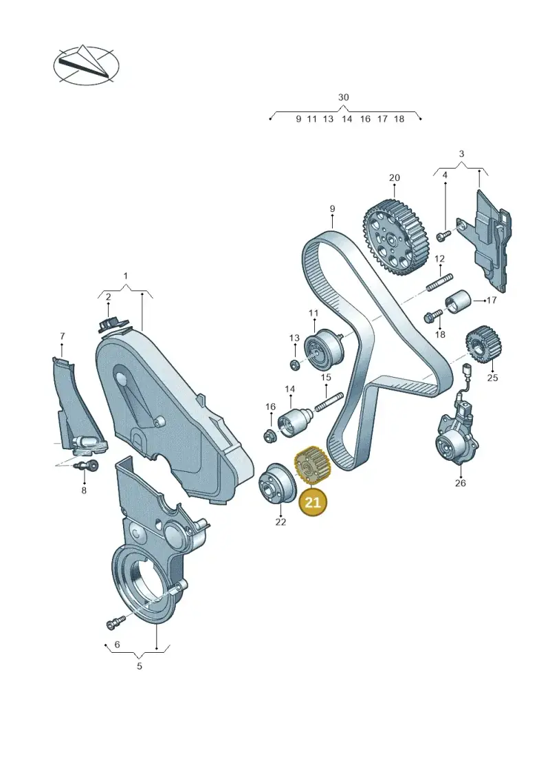 05L105263 — Audi Q3 quattro (2018-2019) diagram 803109820, position 21