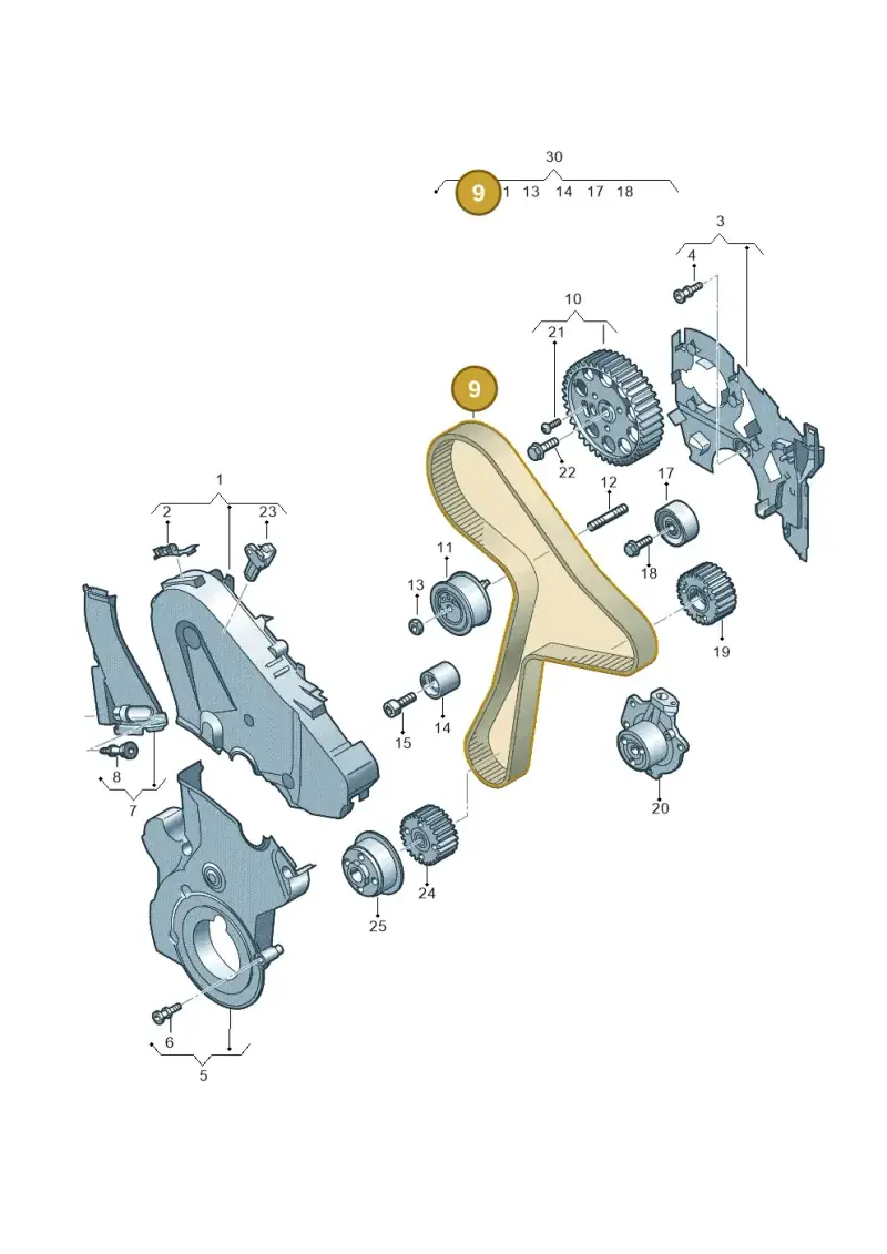 05L109119E — Audi A3 Sportback (2019-2021) diagram 596109090, position 9