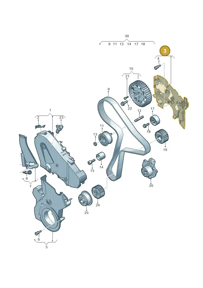 05L109145C — Audi A3 Sportback (2019-2021) diagram 596109090, position 3