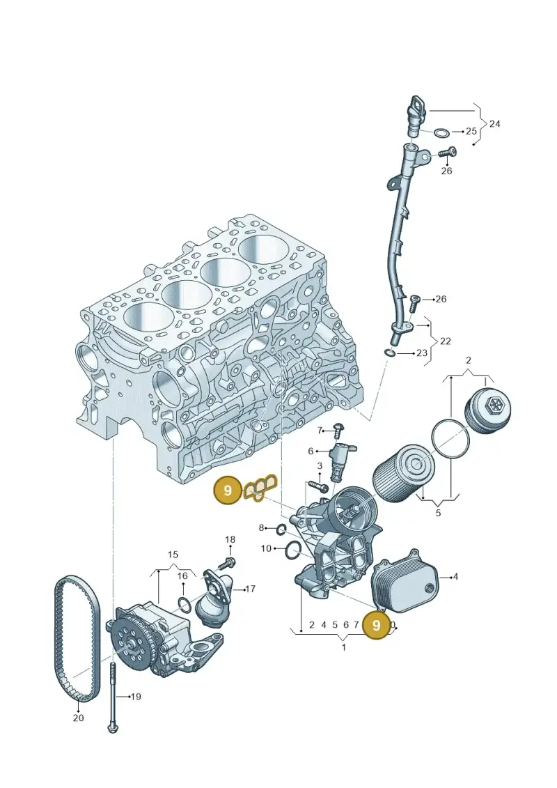 05L115441 — Audi A5 Limo 2.0 (2024-) diagram 8wh115500, position 9