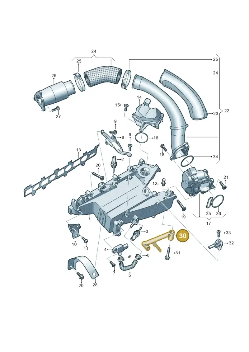 05L129723A — Audi A5 Limo 2.0 (2024-) diagram 430129050, position 30