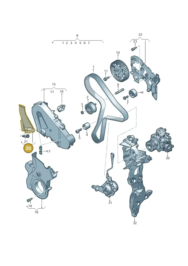 05L129968 — Audi A5 Limo 2.0 (2024-) diagram 8wk109800, position 20