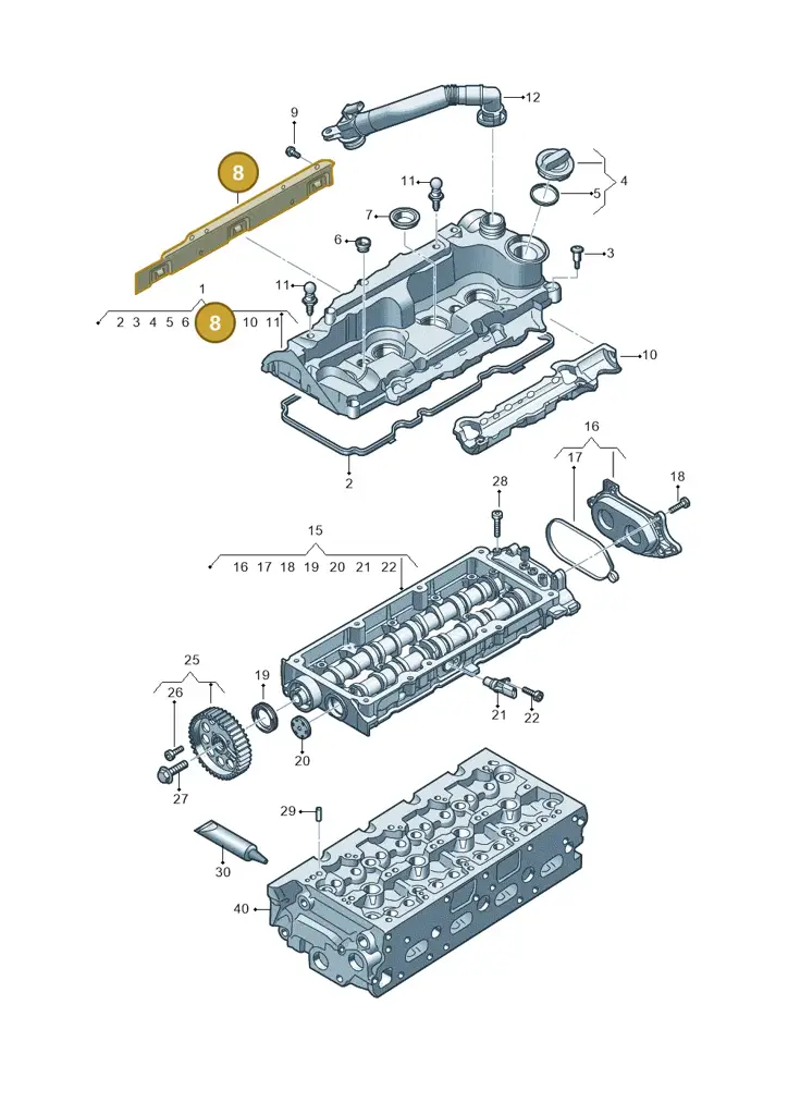 05L129969 — Audi A5 Limo 2.0 (2024-) diagram fys103700, position 8