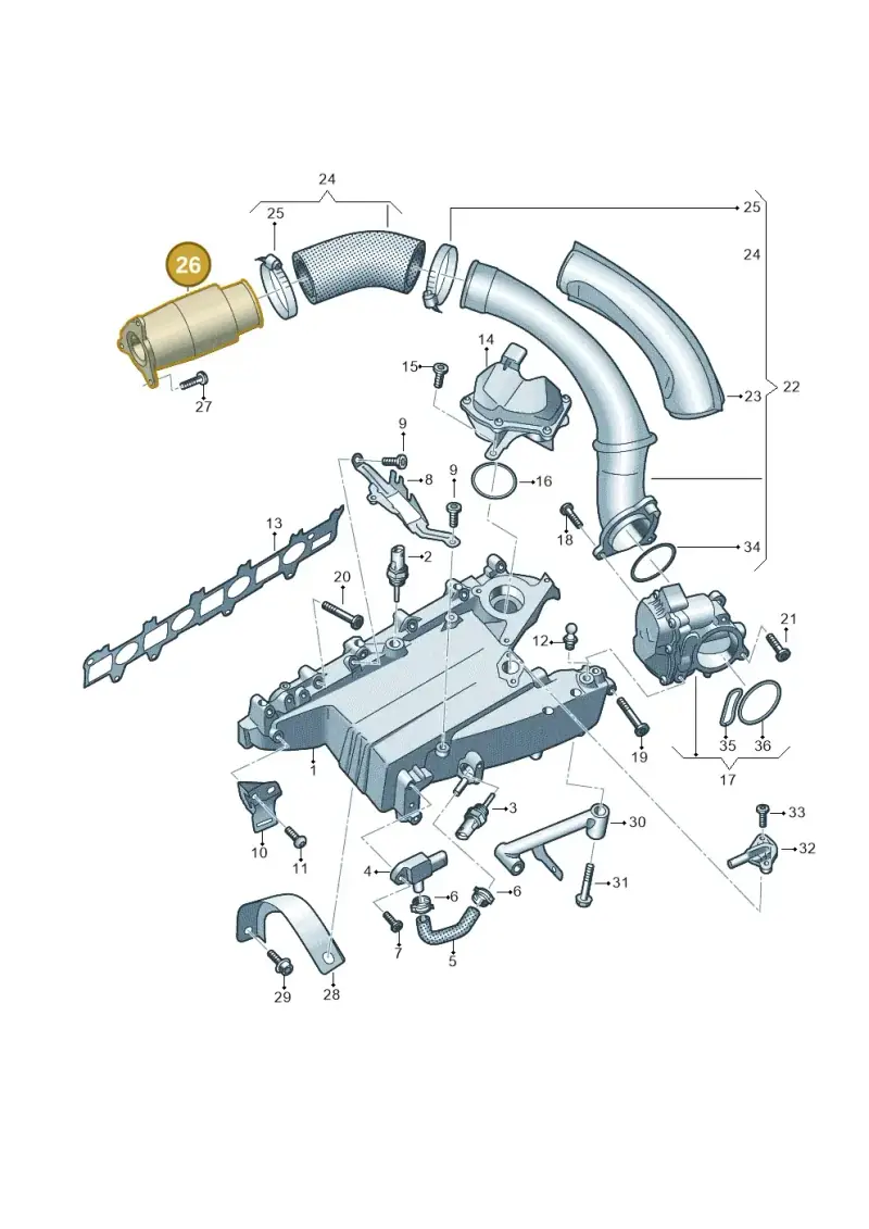 05L131111A — Audi A5 Limo 2.0 (2024-) diagram 430129050, position 26
