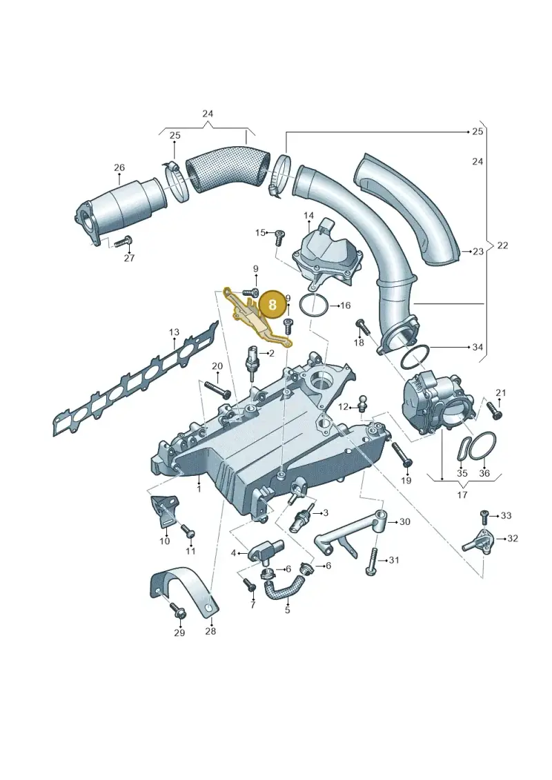 05L131121B — Audi A5 Limo 2.0 (2024-) diagram 430129050, position 8