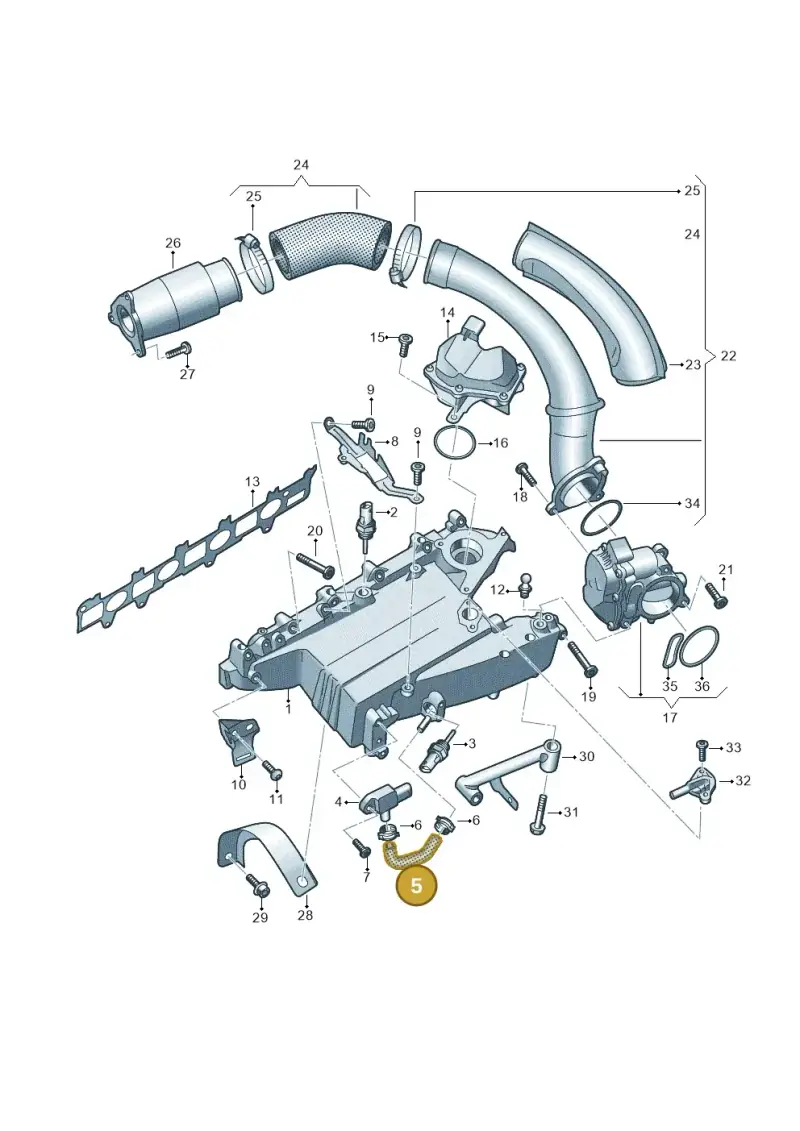 05L131850A — Audi A5 Limo 2.0 (2024-) diagram 430129050, position 5