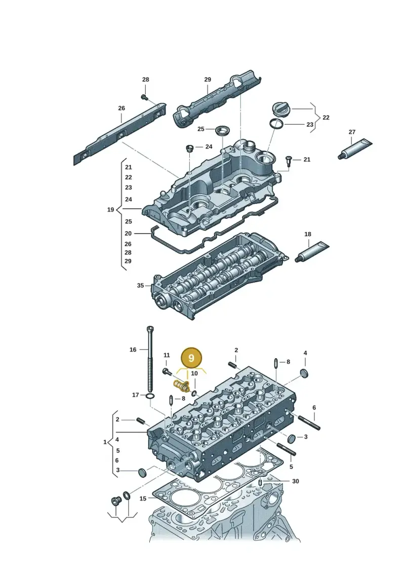 05L919501B — Audi A6 2.0 (2018-) diagram 849103056, position 9