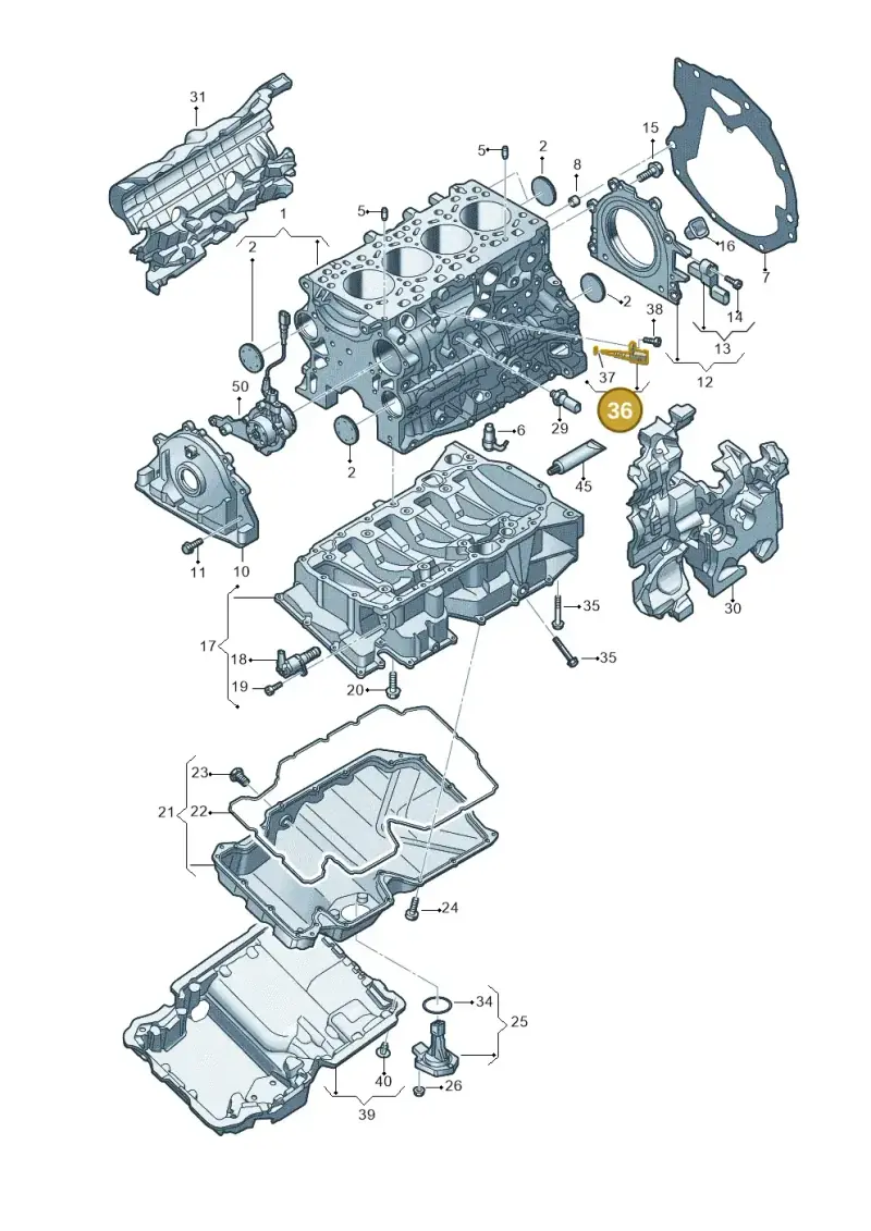 05L919501B — Audi A5 Limo 2.0 (2024-) diagram 8wh103550, position 36