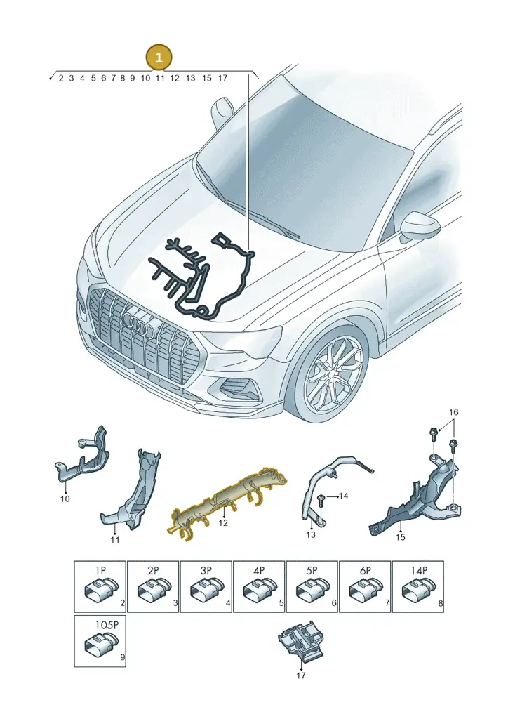 05L972627BA — Audi Q3 quattro (2018-2019) diagram 597971450, position 1