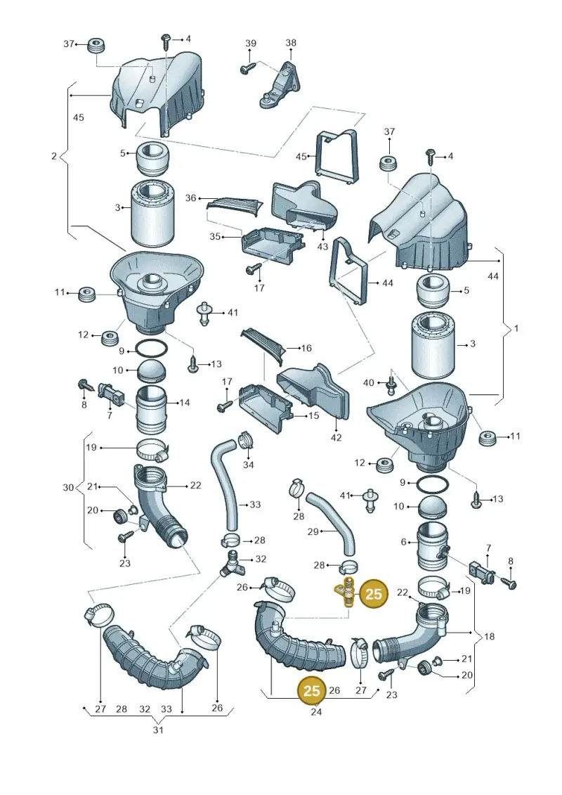 068906391B — Audi A8L qu. 3.0 TDI (2013-2018) diagram 696129100, position 25