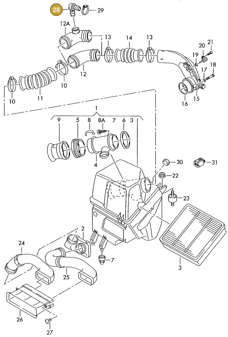 069129631 — Audi A8 quattro (1999-2002) diagram 153133910, position 28