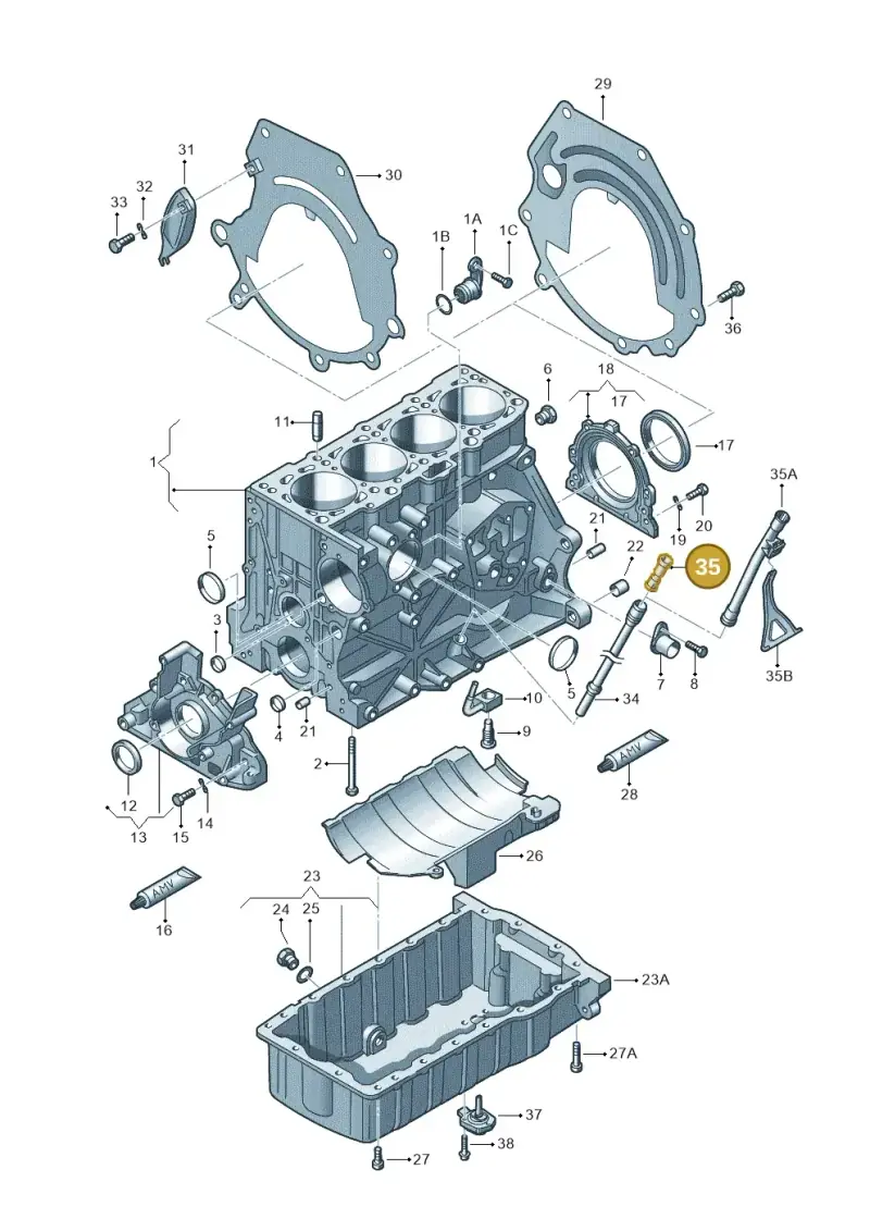 06A103663A — Audi A4/Avant (1999-2001) diagram 194103050, position 35