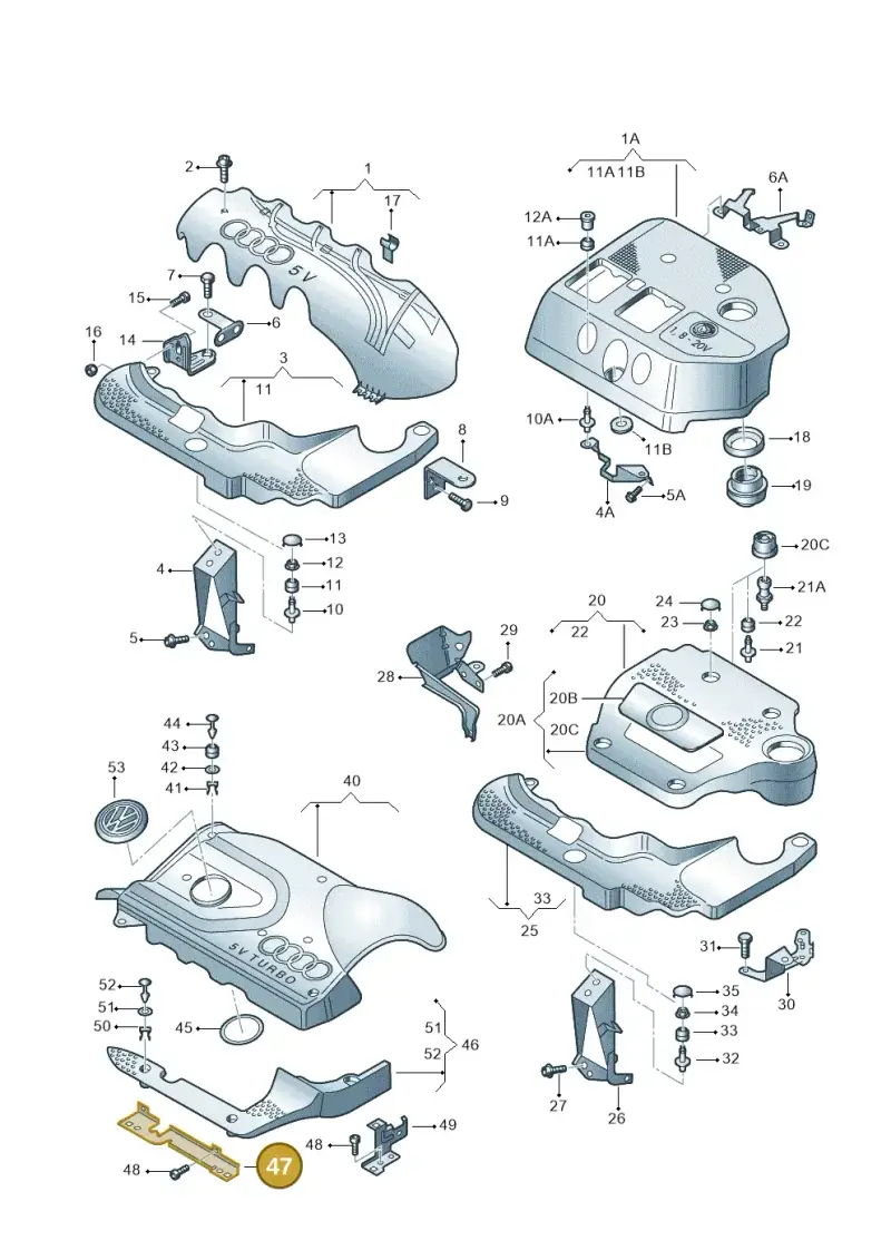 06A103943G — Audi A3/S3/QUATTRO (2000-2003) diagram 194103700, position 47
