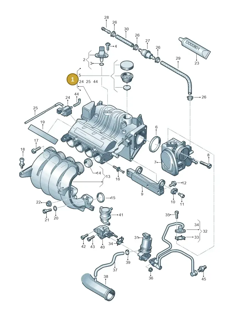 06A133203EM — Audi A3/S3/quattro (2005-2007) diagram 412133070, position 1