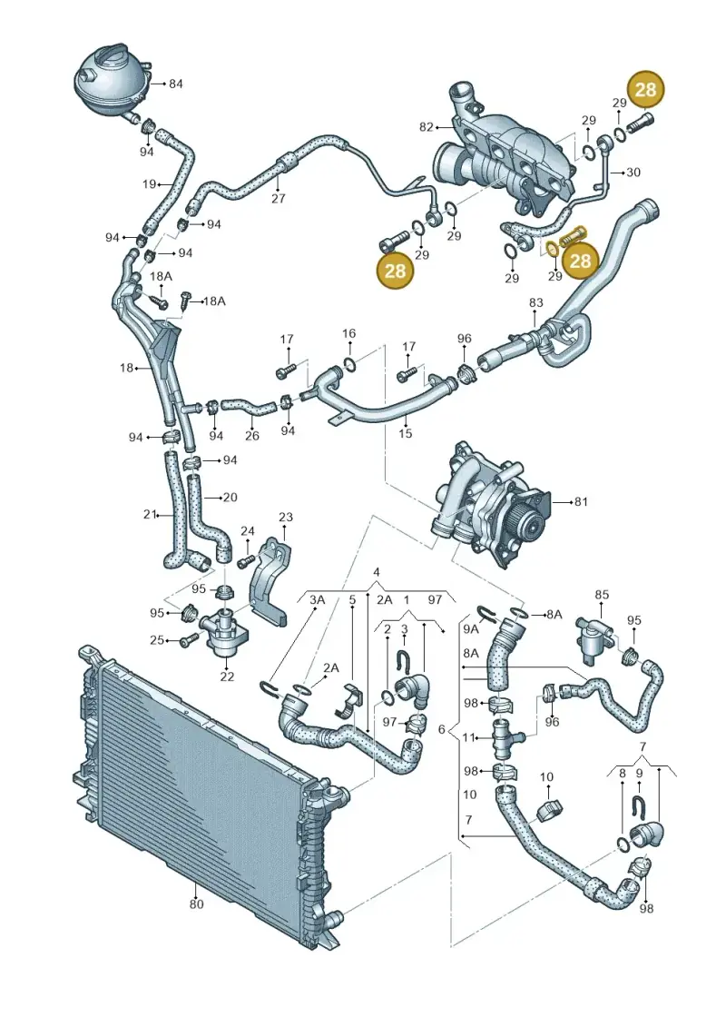06A145541J — Audi Q3 2.0 TDI (2014-2019) diagram 728121400, position 28