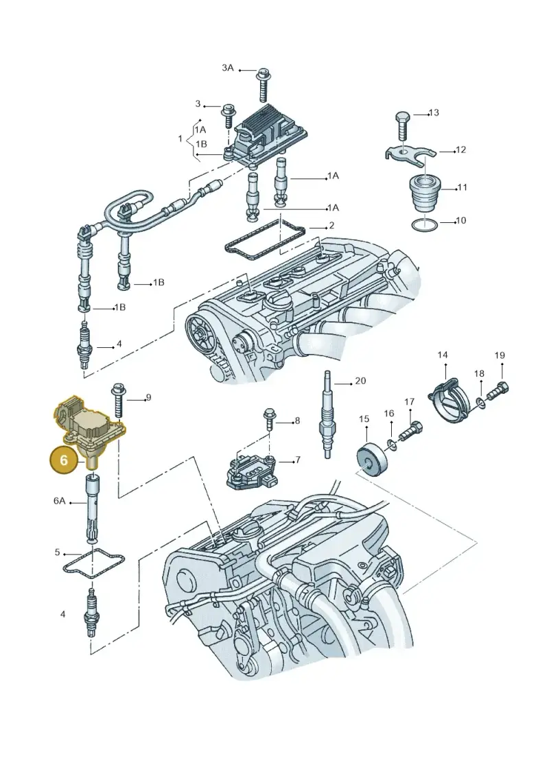 06A905115D — Audi A4/S4 Cabrio./qu. (2002-2006) diagram 157905100, position 6