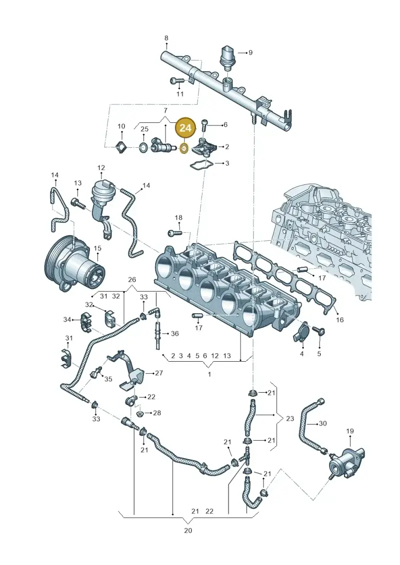 06A906149B — Audi RSQ3 Sportback (2019-2024) diagram 898133340, position 24
