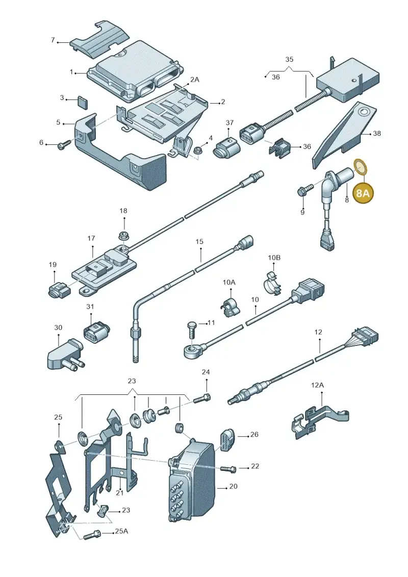 06A906445 — Audi A3 Sportback (2008-2013) diagram 412906000, position 8A