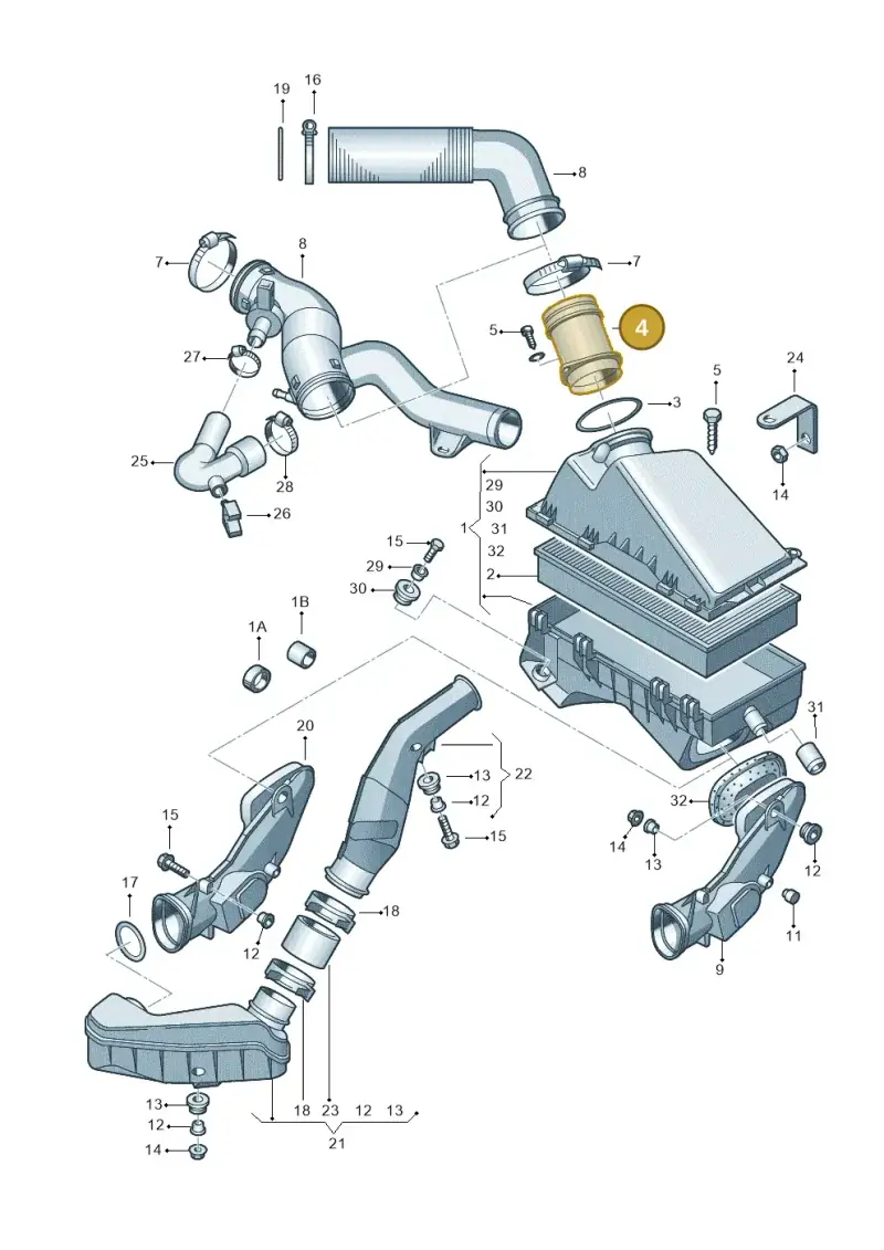 06A906461B — Audi A3/S3/QUATTRO (2000-2003) diagram 194129150, position 4