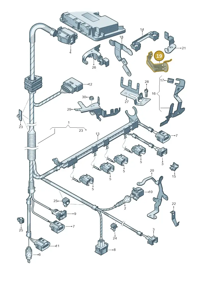 06A971501 — Audi A3 Sportback (2008-2013) diagram 646971050, position 19
