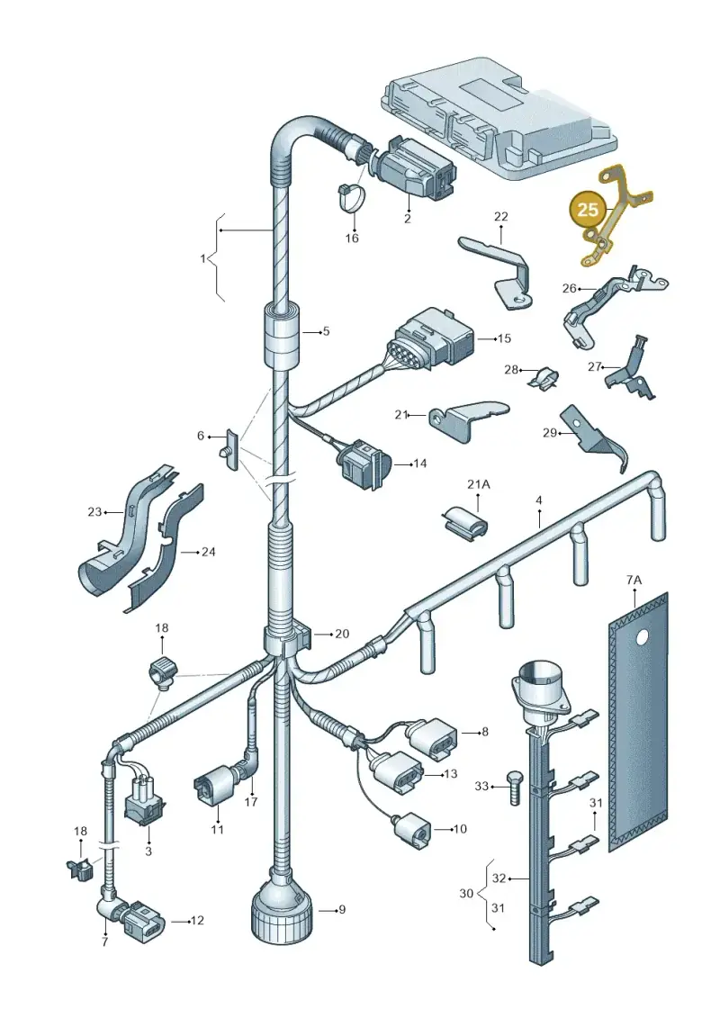 06A971845Q — Audi A3/S3/QUATTRO (2000-2003) diagram 203971090, position 25