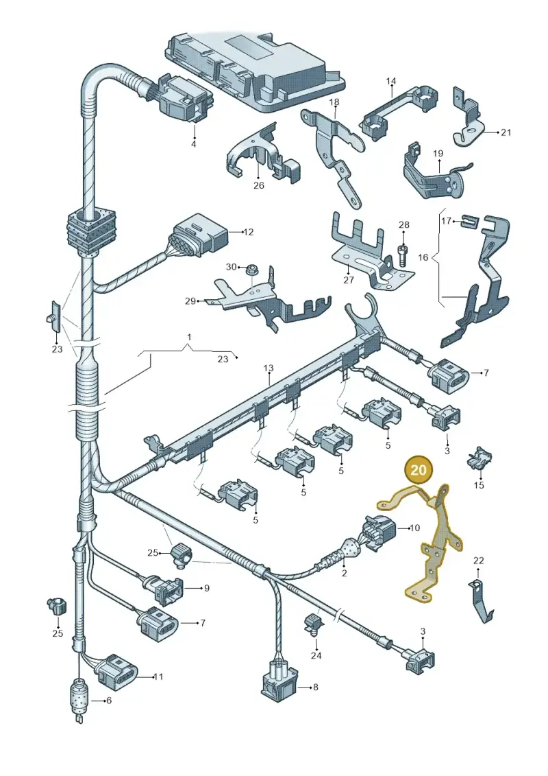 06A971858R — Audi A3 Sportback (2008-2013) diagram 646971050, position 20