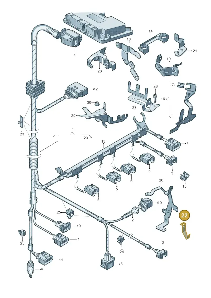06A971858T — Audi A3 Sportback (2008-2013) diagram 646971050, position 22
