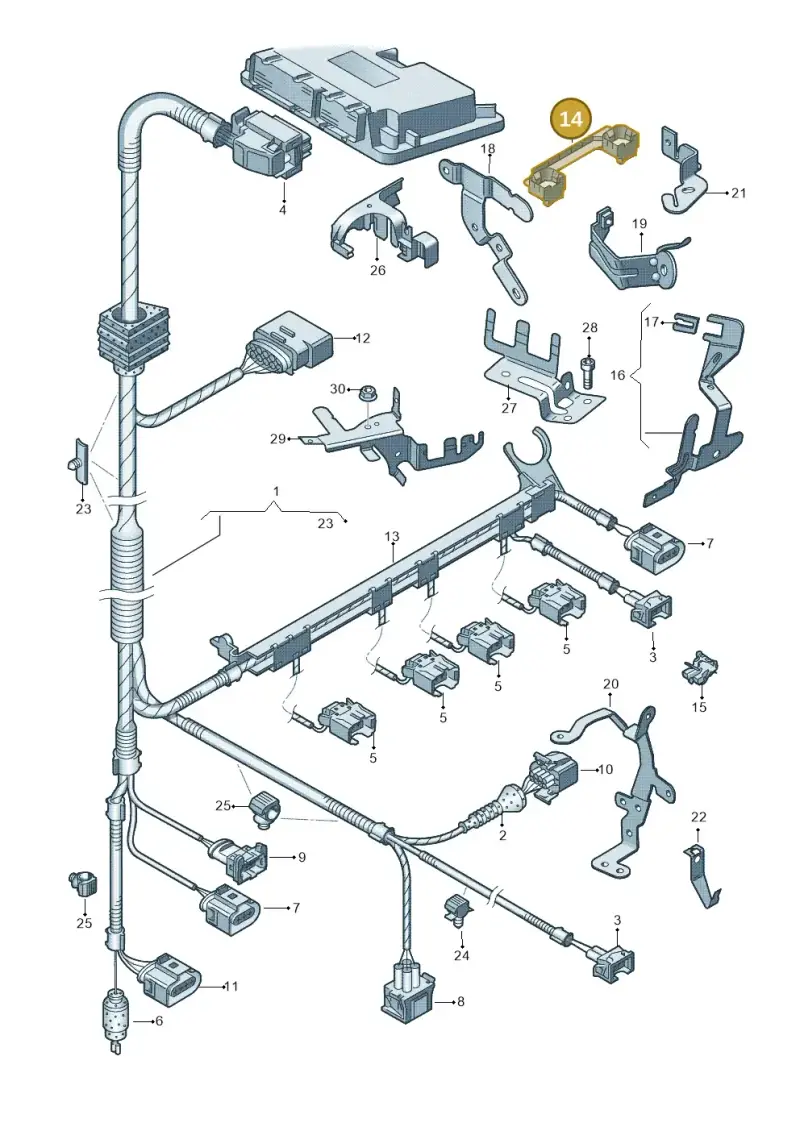 06A971902A — Audi A3 Sportback (2008-2013) diagram 646971050, position 14