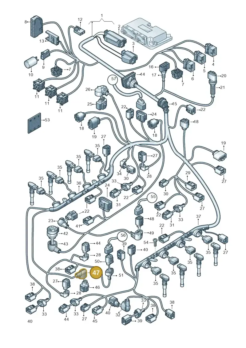 06A971921A — Audi RS4 Av. qu. 4.2 (2012-2015) diagram 695971610, position 47