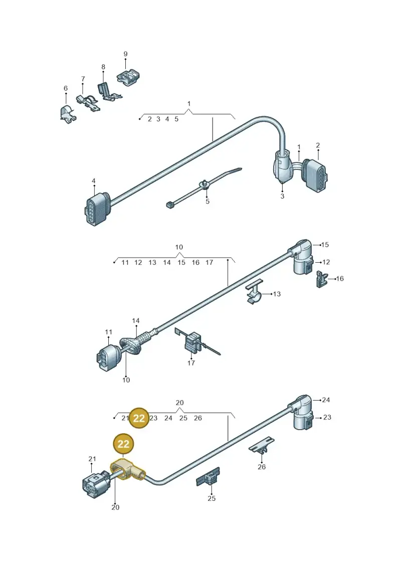 06A971921A — Audi A3 Sportback (2016-2020) diagram 890972550, position 22