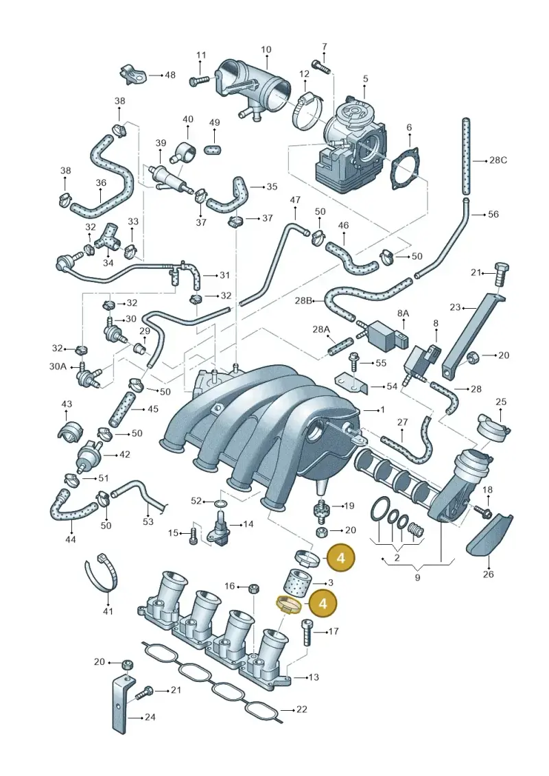 06B133301A — Audi A4/Avant (1999-2001) diagram 195133210, position 4