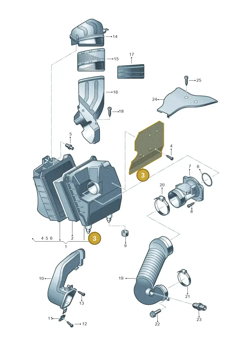 06B133833F — Audi A4/S4/Av./qu. (2001-2004) diagram 249129200, position 3