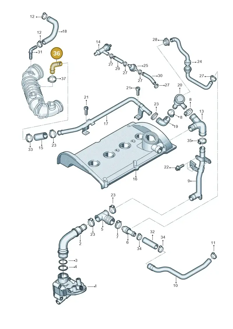 06B133989A — Audi A4/S4/Av./qu. (2001-2004) diagram 273103680, position 36