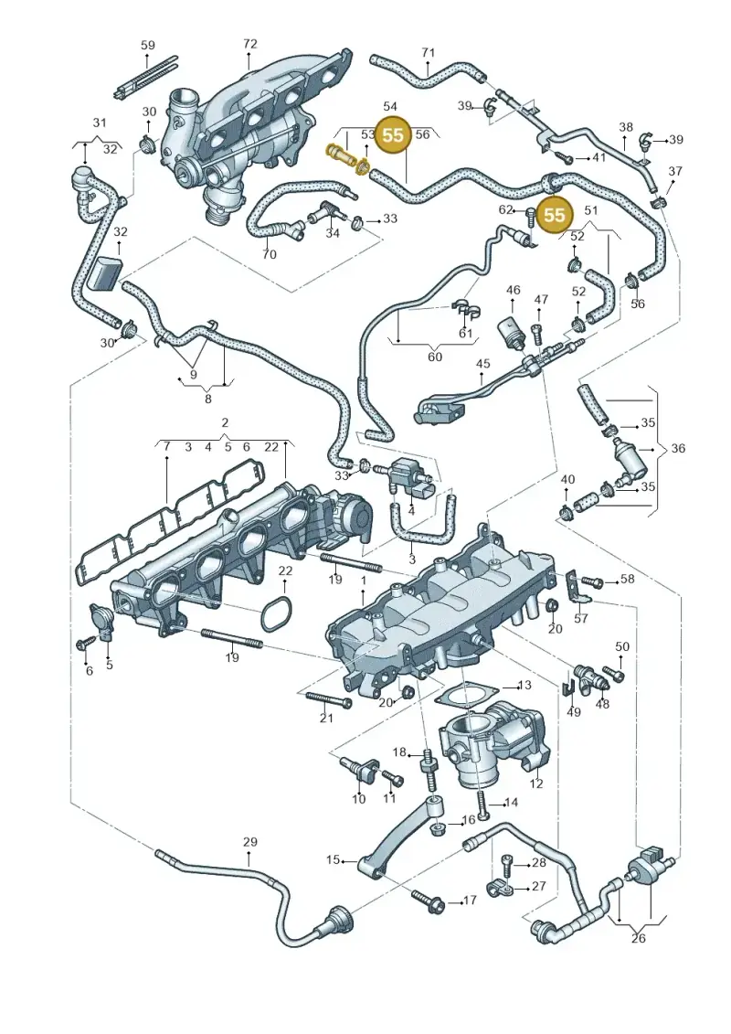 06B141730B — Audi Q5 qu. 2.0 TDI (2012-2017) diagram 736133220, position 55