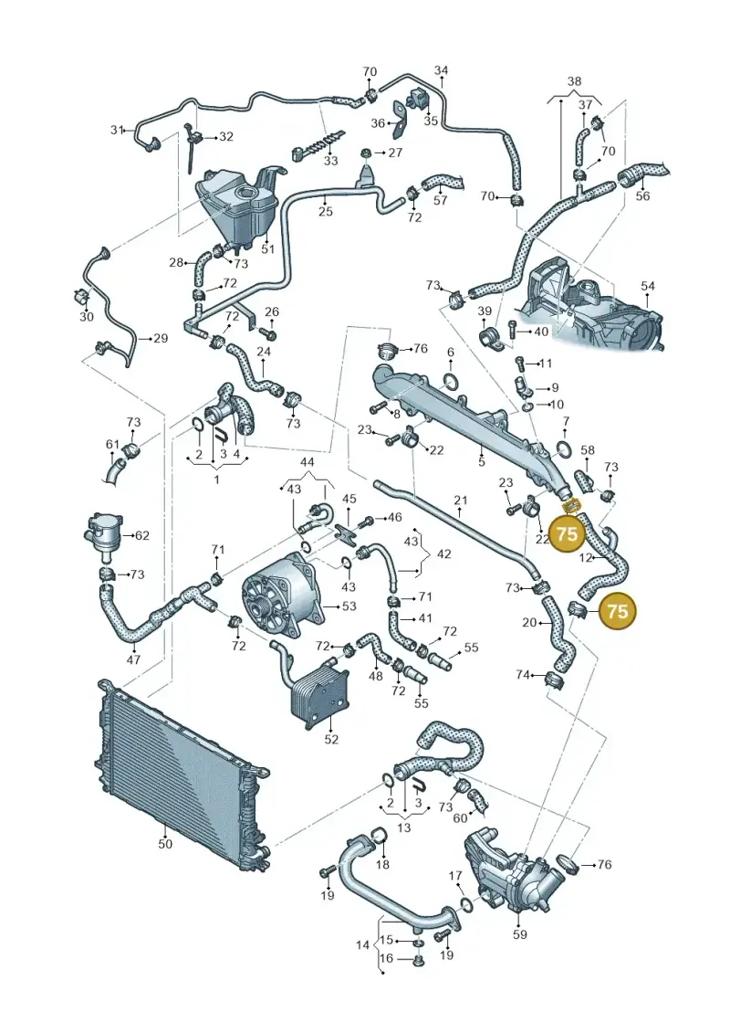 06B145917 — Audi RS4 Av. qu. 4.2 (2012-2015) diagram 695121300, position 75