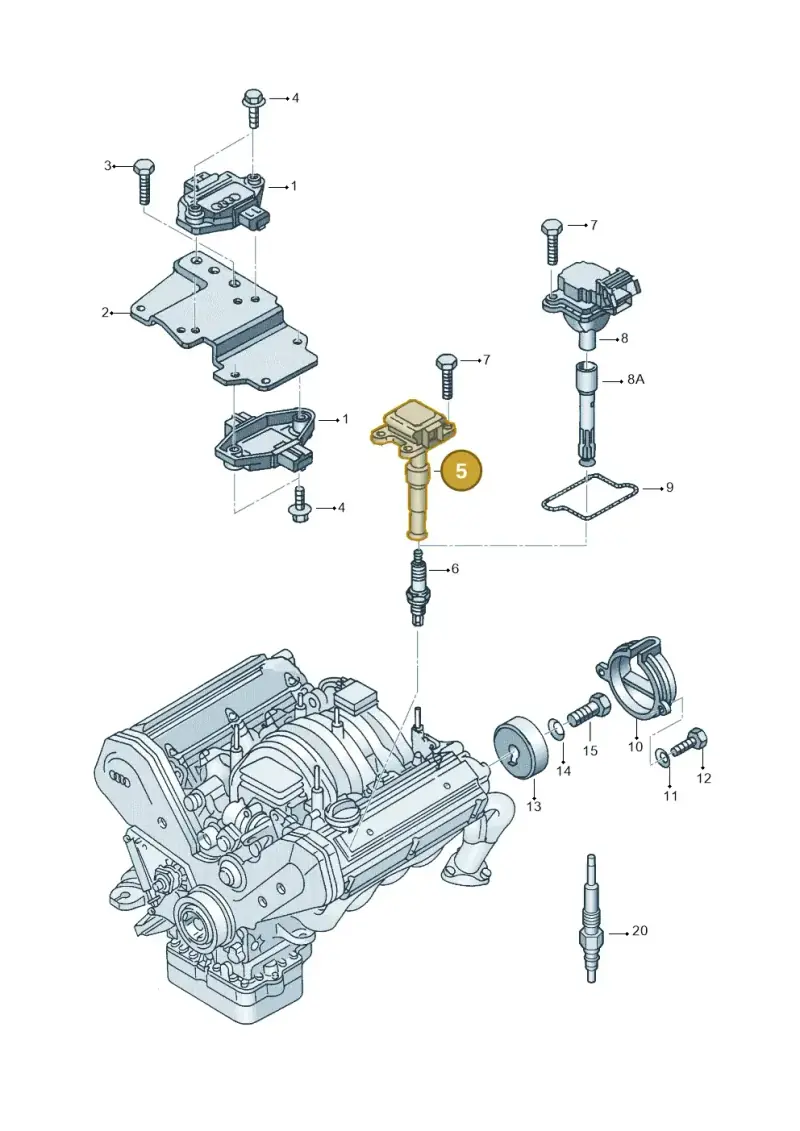 06B905115E — Audi RS6 qu. (2003-2004) diagram 153905350, position 5