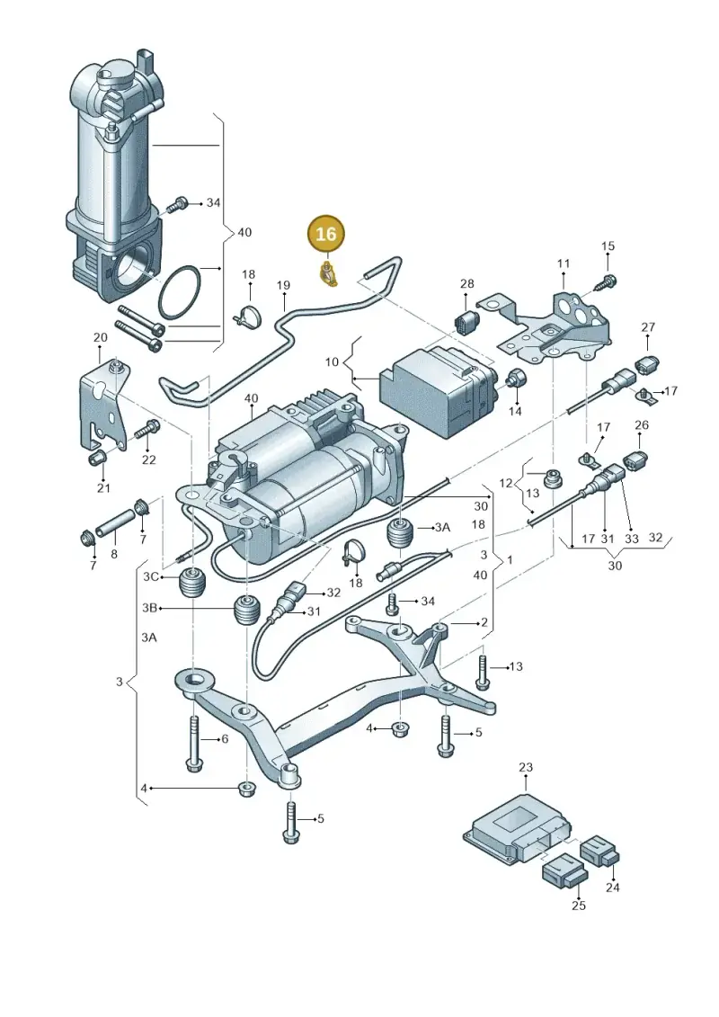 06B971845 — Audi Q7 qu. 3.0 TDI (2009-2015) diagram 675616300, position 16