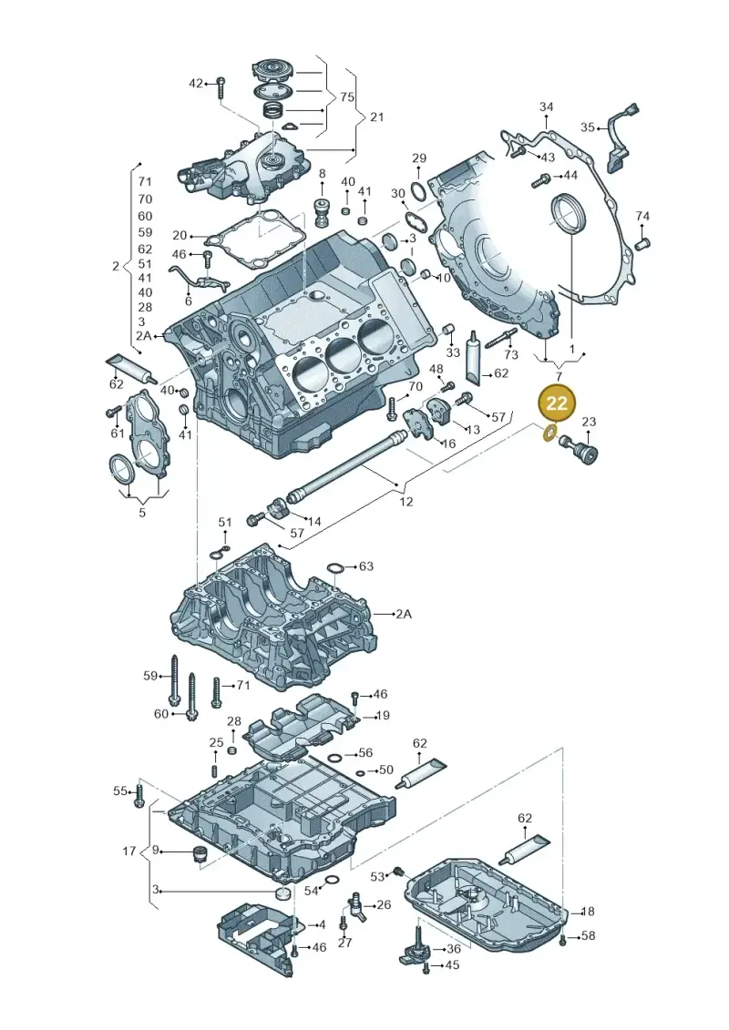 06C115444 — Audi A8L qu. 3.0 TDI (2013-2018) diagram 771103050, position 22