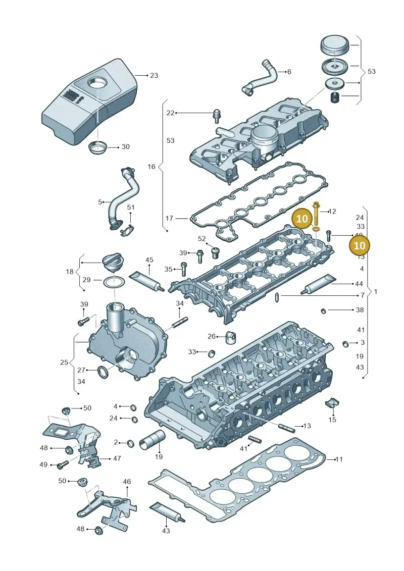 06D103377 — Audi RS3 Sportback (2015-2016) diagram 676103300, position 10
